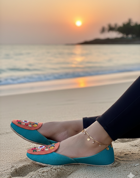 Peach turquoise Loafers