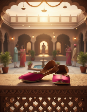 Silk-Zari Khussas (Hot Pink)