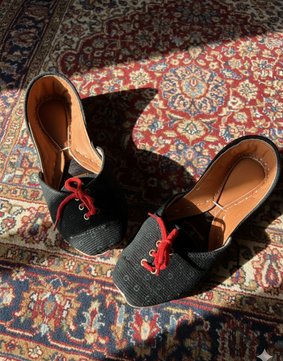 Black velvet brogues