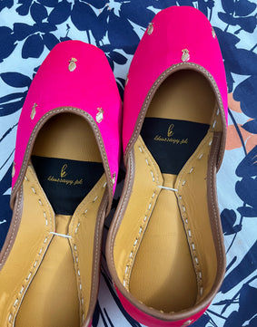Silk zari hot pink